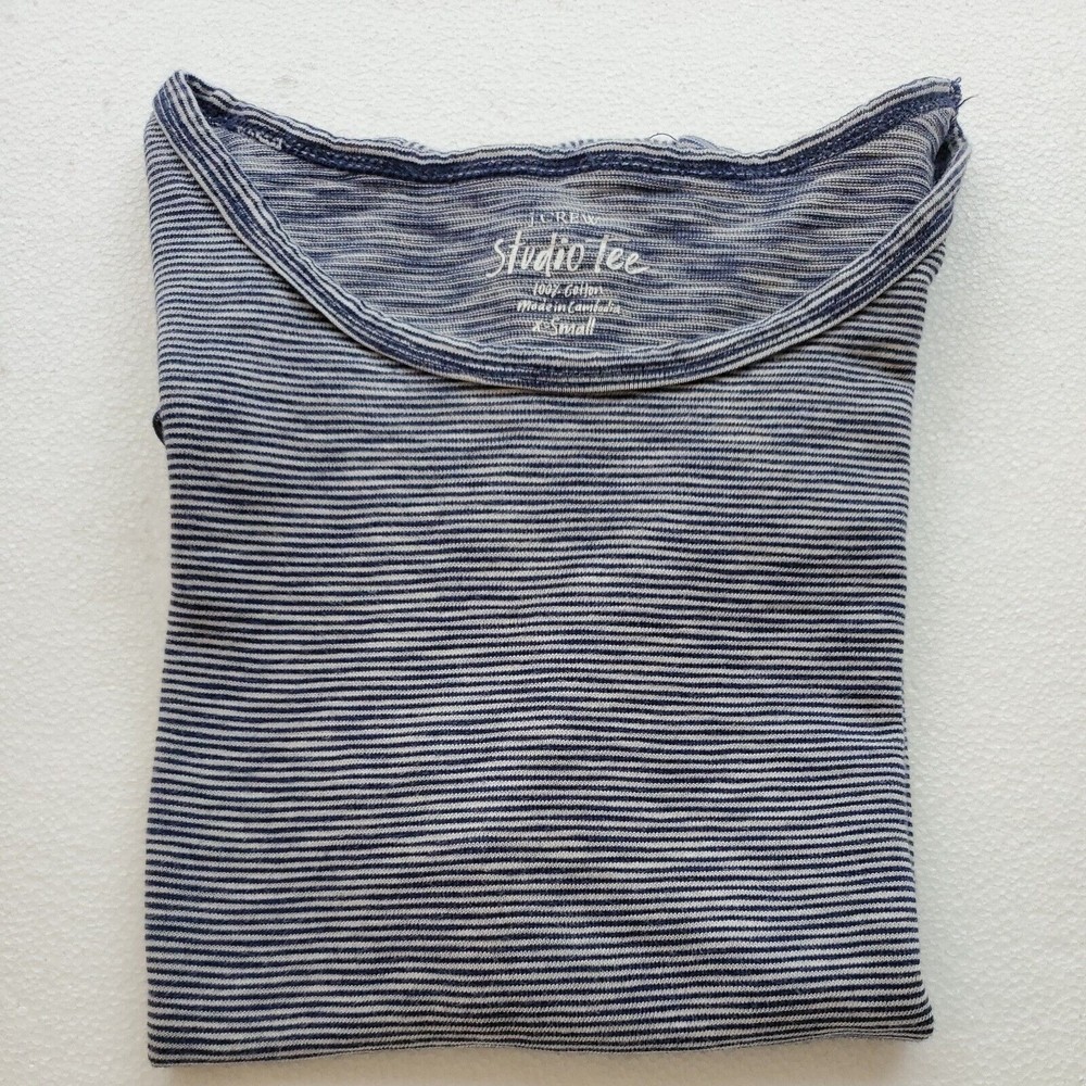 J. Crew Womens Studio Tee Short Sleeve Stripped Blue and White Cotton Size XS